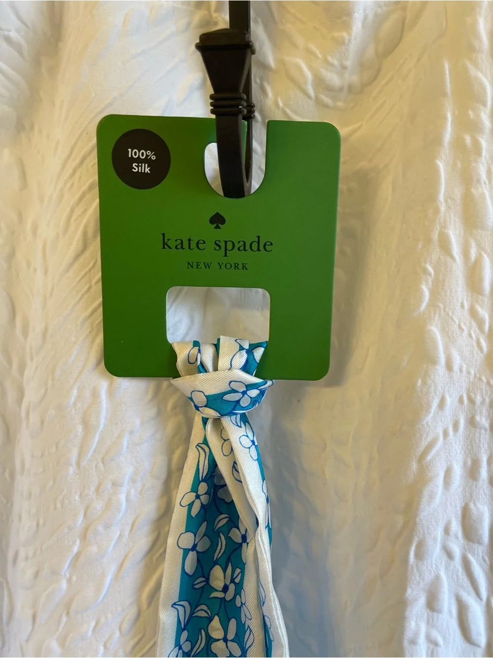 Kate Spade New York 100% Silk Riviera Blue Floral Skinny Twilly - NWT **